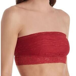 Free People Intimately Women's Red Lacey Floral Bandeau Bra Size Medium